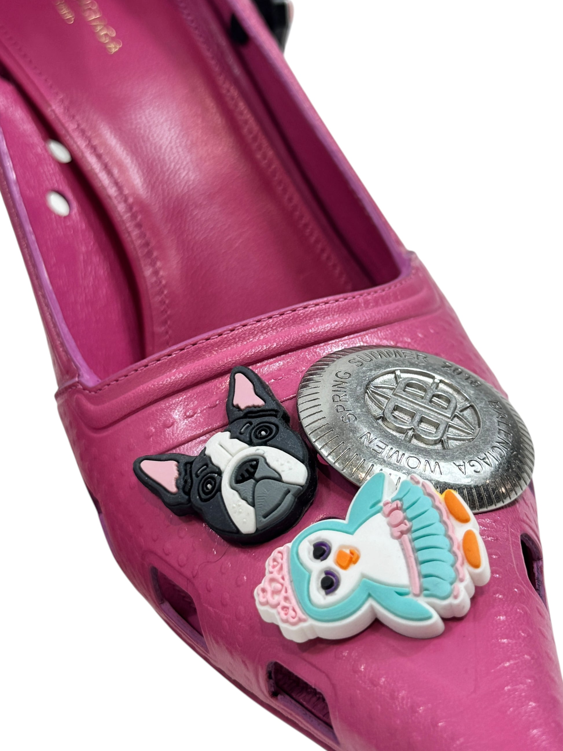Balenciaga pink crocs pumps