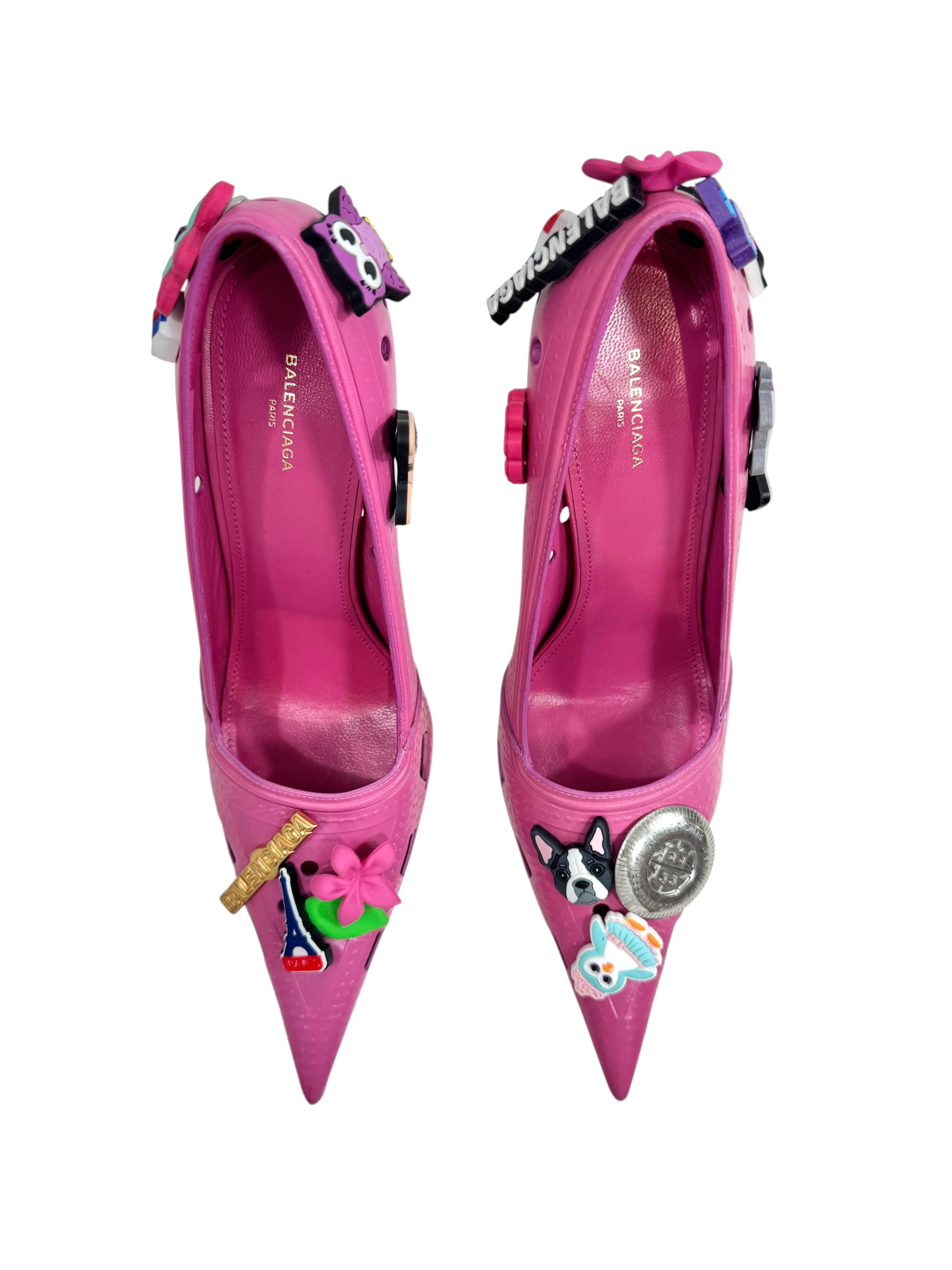 Balenciaga pink crocs pumps