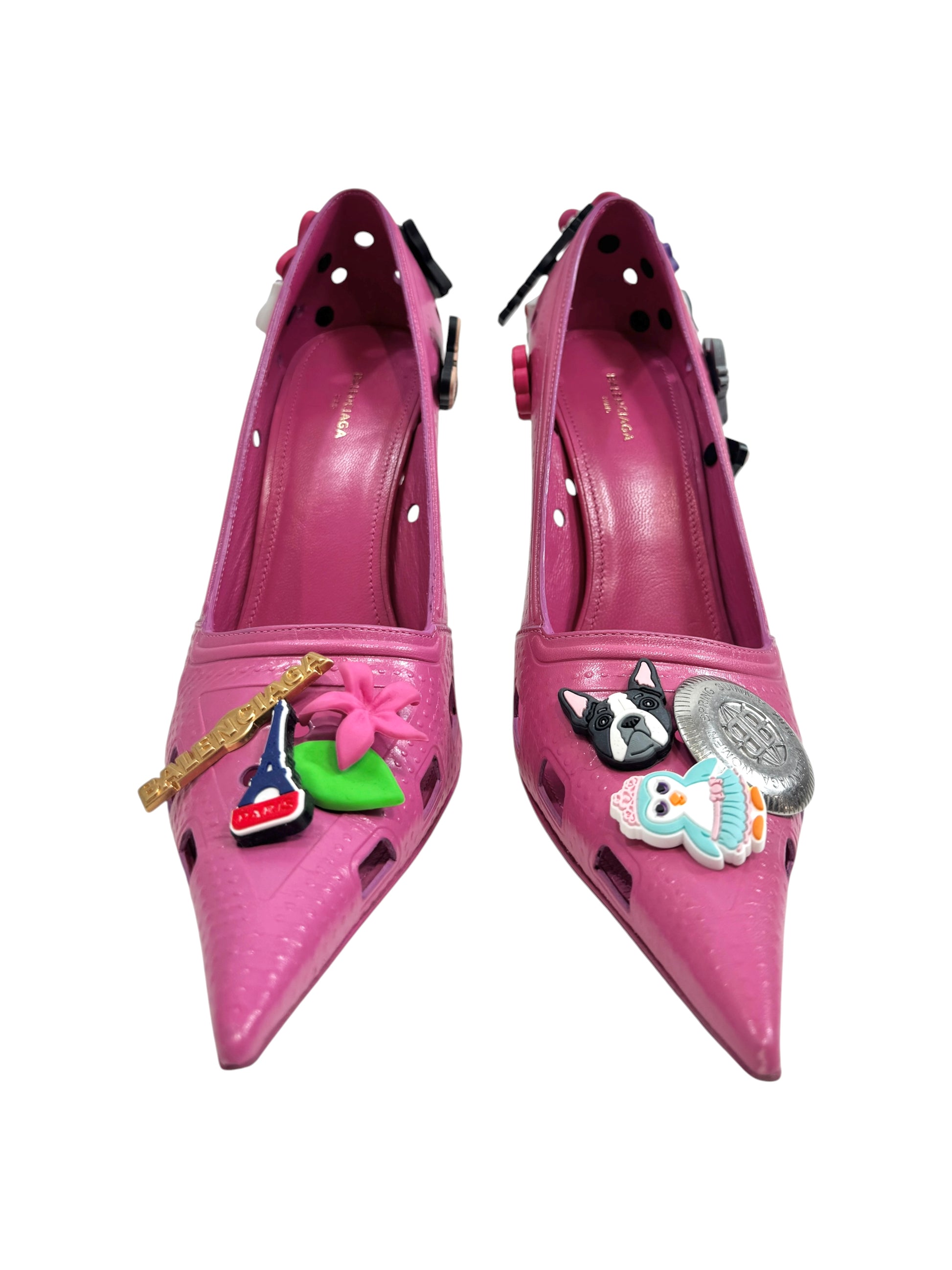 Balenciaga pink crocs pumps