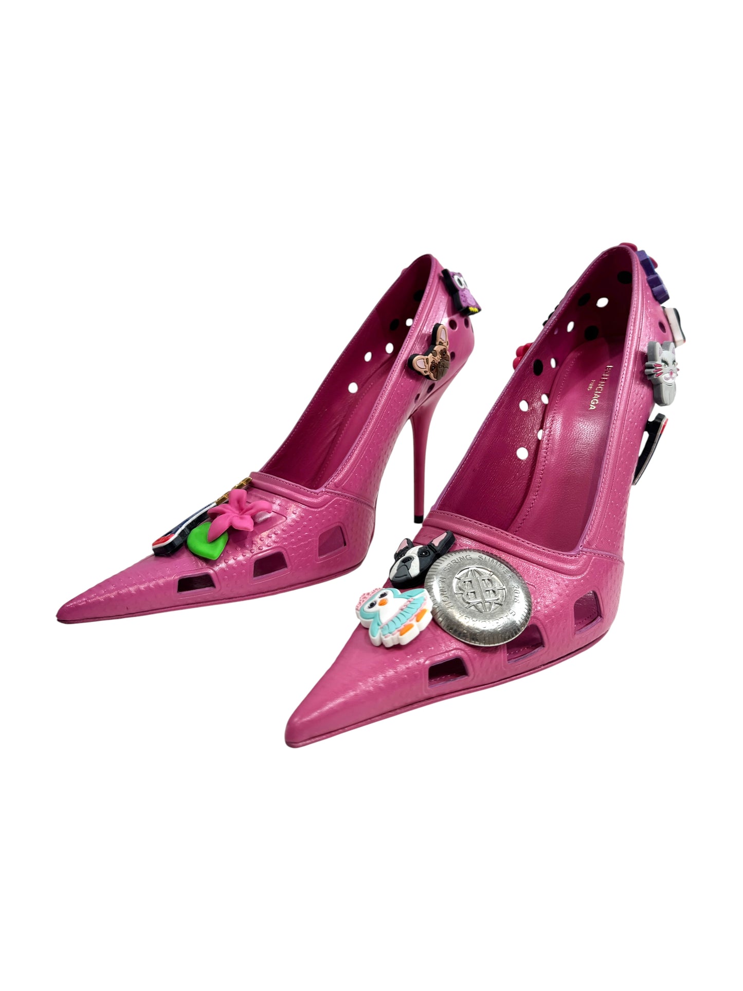 Balenciaga pink crocs pumps