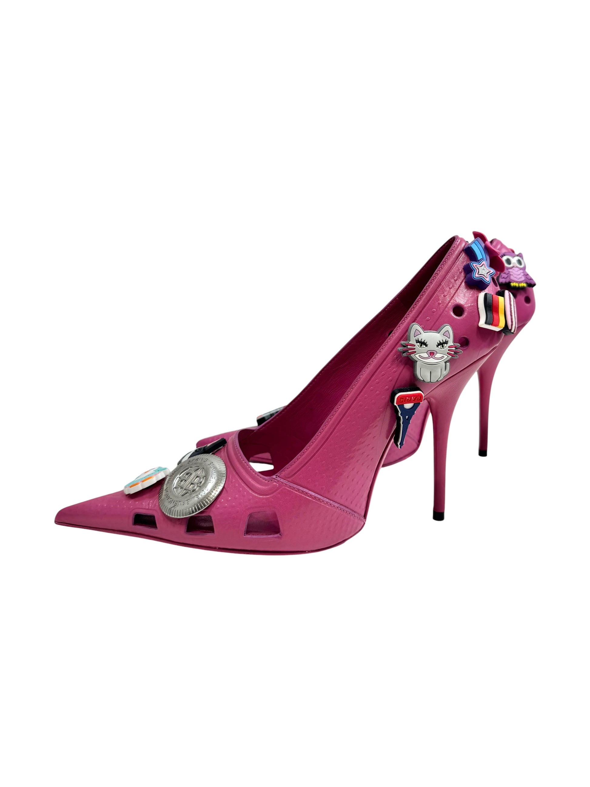 Balenciaga pink crocs pumps