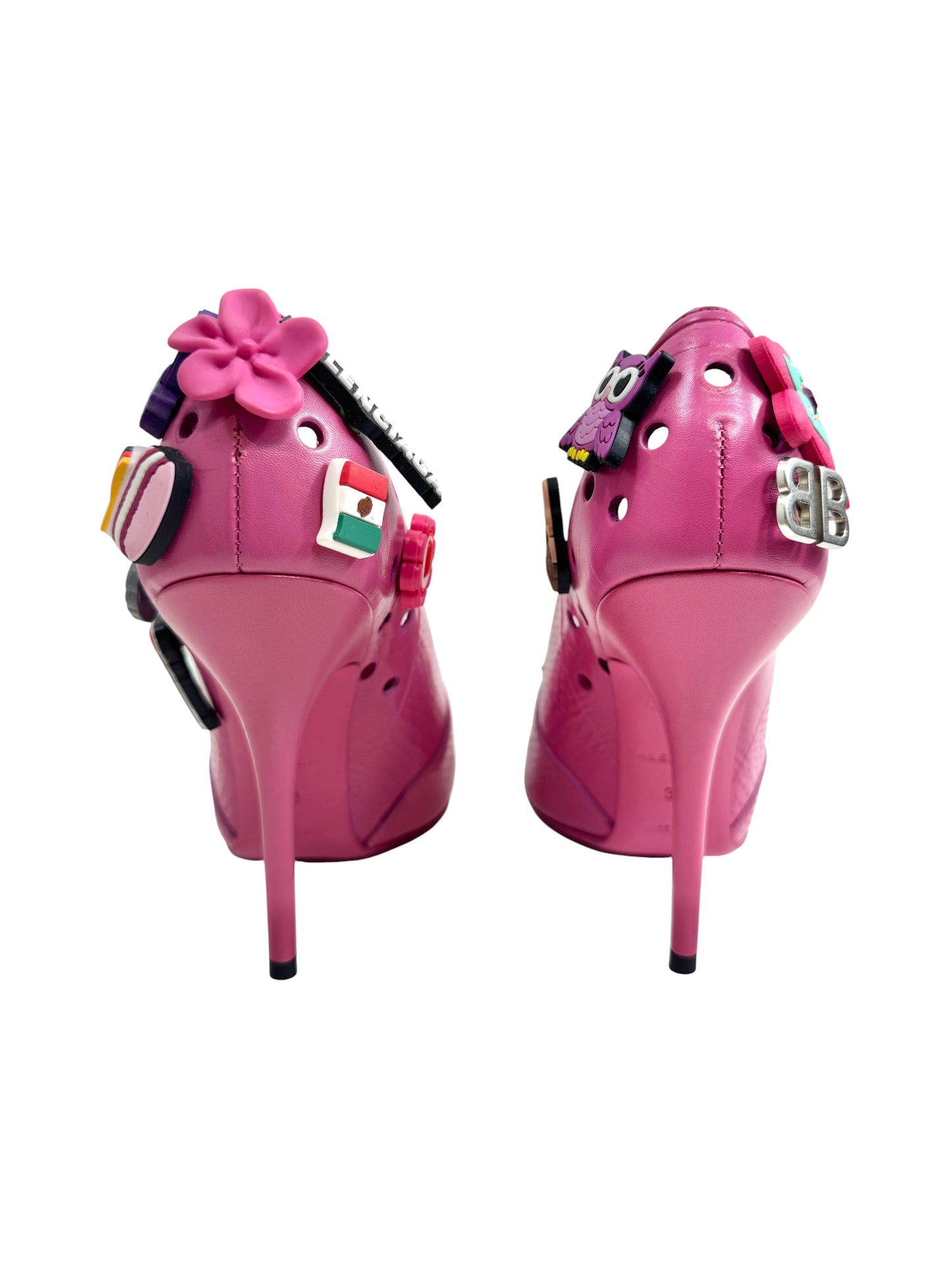 Balenciaga pink crocs pumps