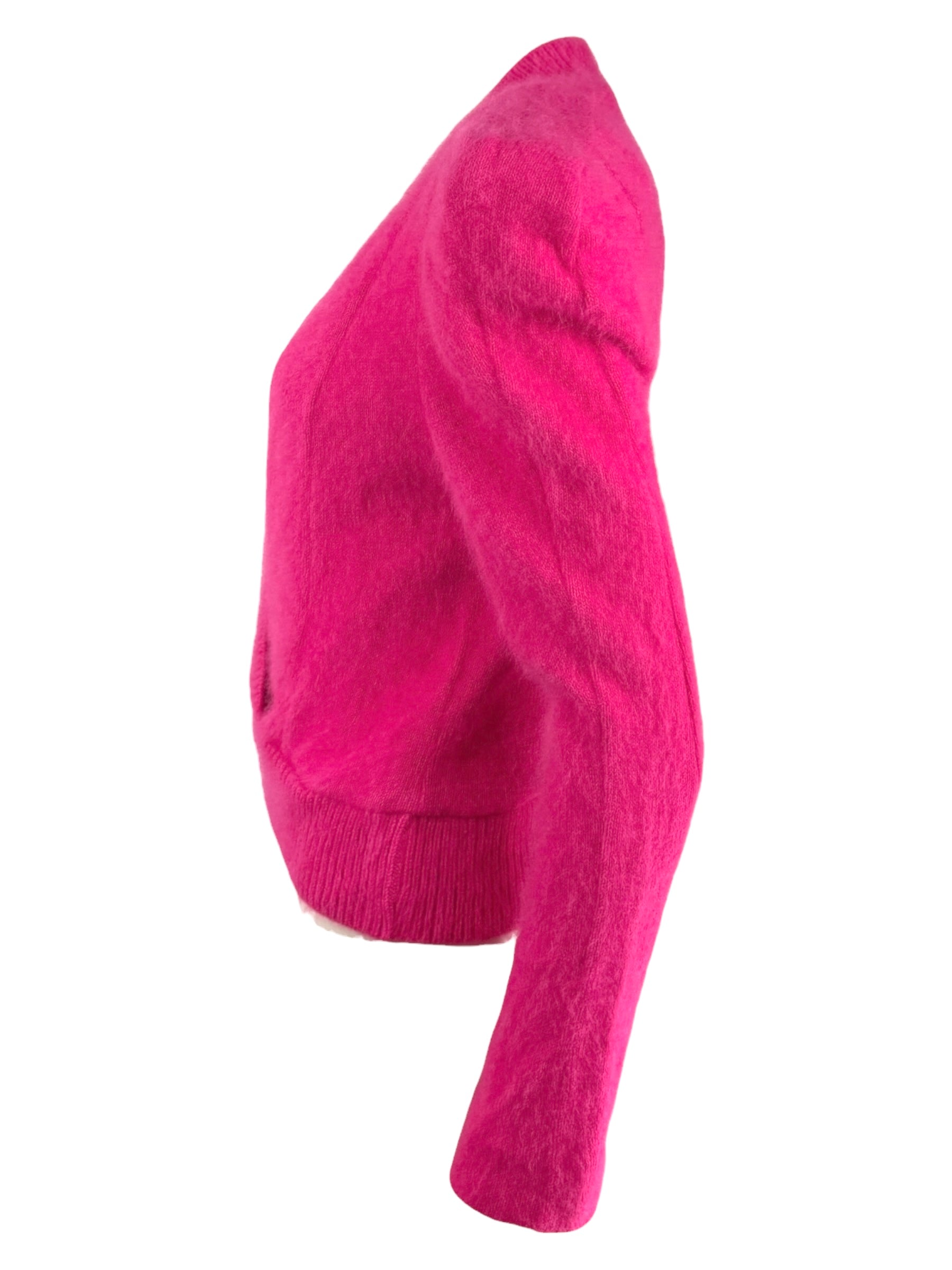 Balmain - Wrap-style sweater in fuchsia angora wool