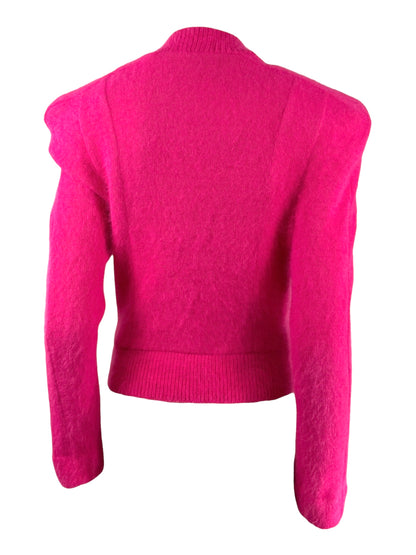 Balmain - Wrap-style sweater in fuchsia angora wool