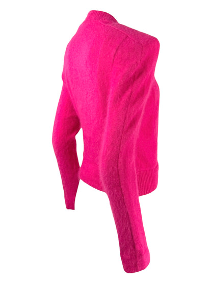Balmain - Wrap-style sweater in fuchsia angora wool