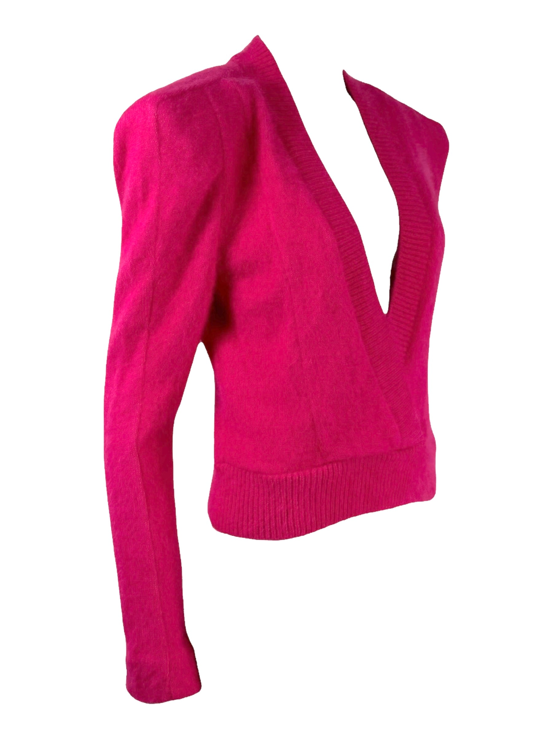 Balmain - Wrap-style sweater in fuchsia angora wool