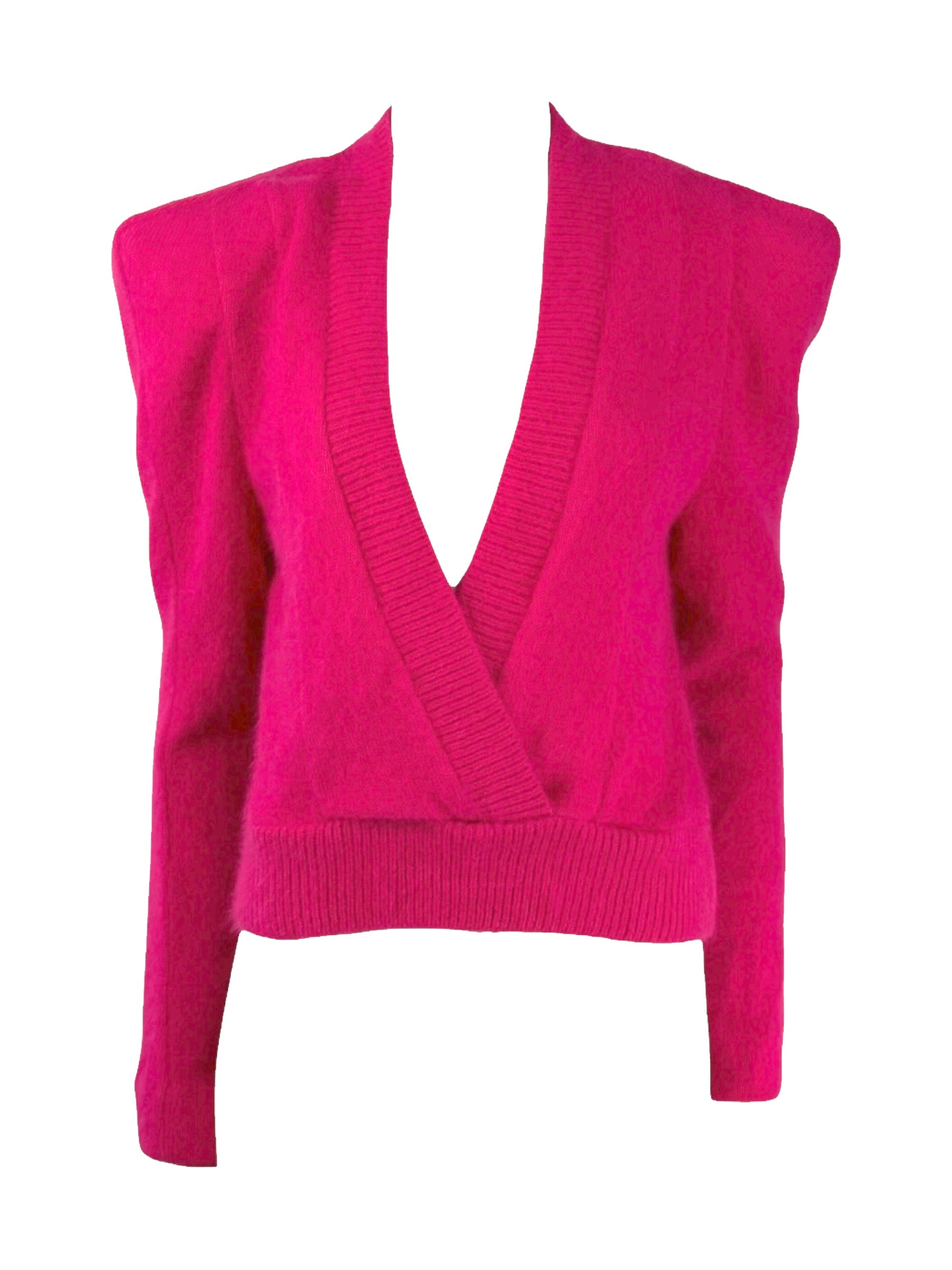 Balmain - Wrap-style sweater in fuchsia angora wool