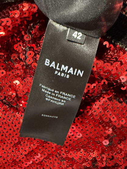 Balmain Cara Delevigne 2019 sequined tuxedo pants 
