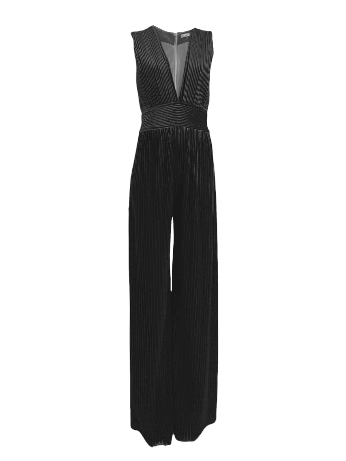 Balmain Olivier Rousteing Fall 2015 Look 54 Black corduroy jumpsuit