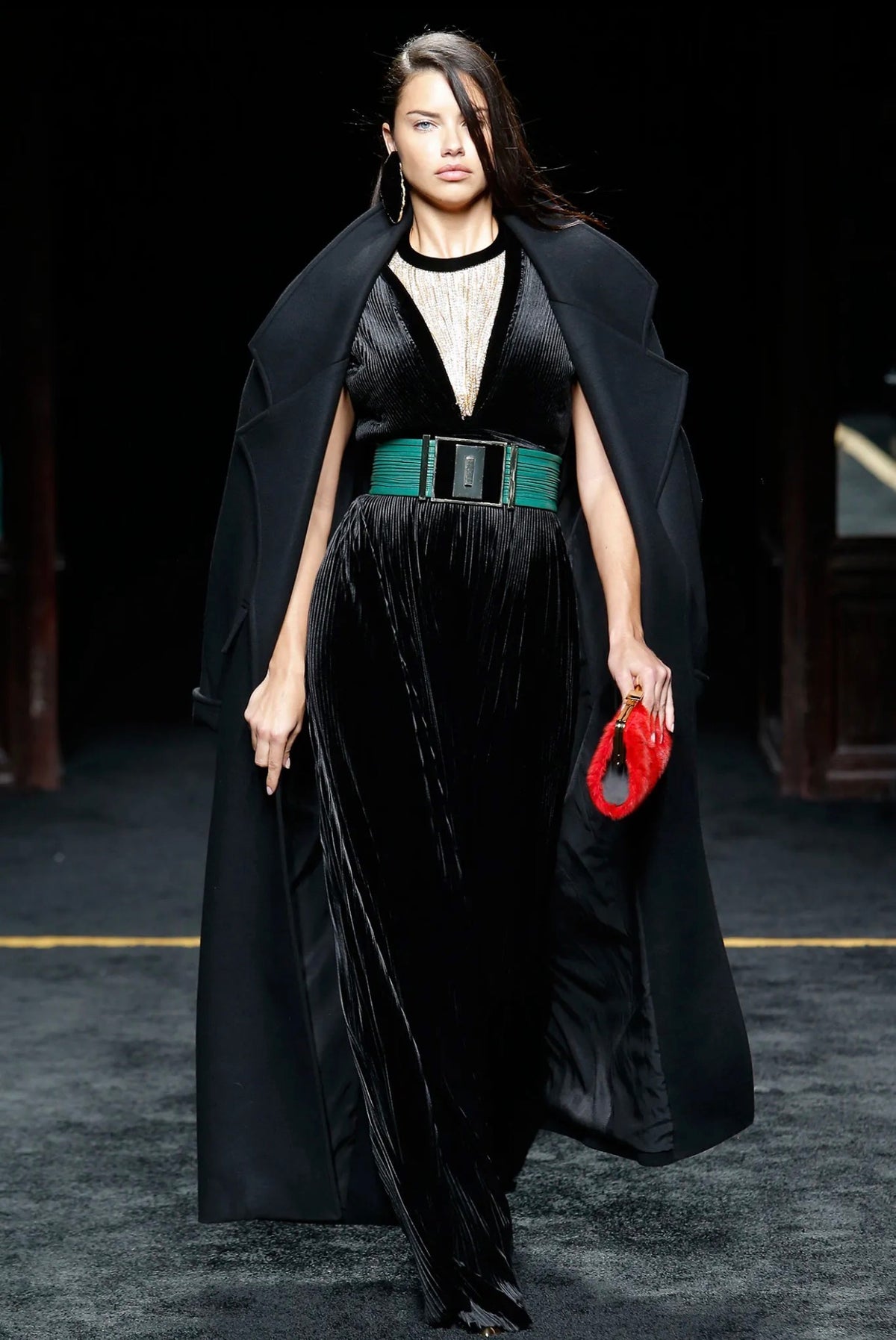 Balmain Olivier Rousteing Fall 2015 Look 54 Black corduroy jumpsuit