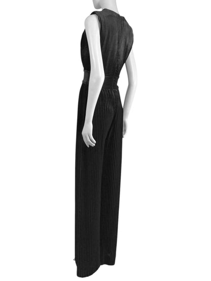 Balmain Olivier Rousteing Fall 2015 Look 54 Black corduroy jumpsuit