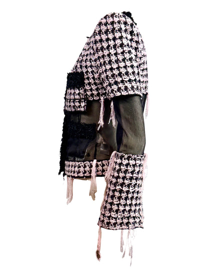 Balmain Olivier Rousteing Fall 2019 Look 20 Black Pink fringe tweed jacket