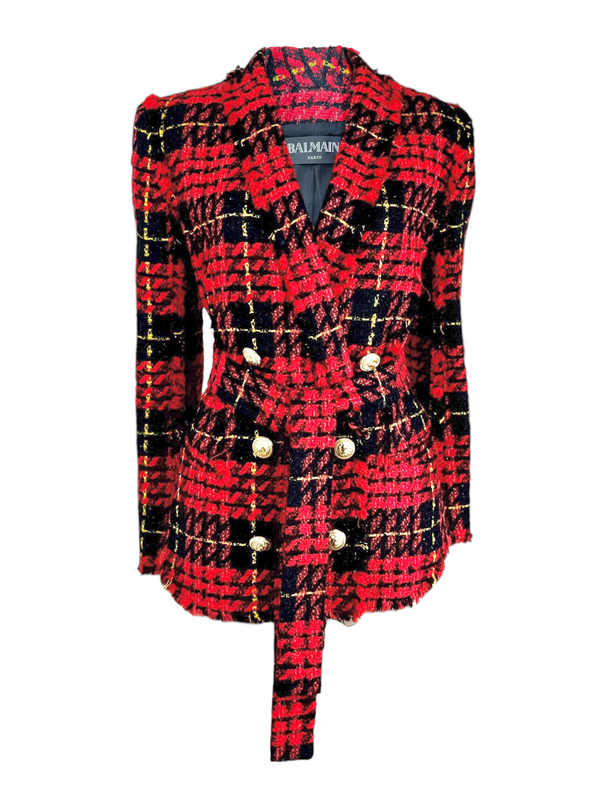 Balmain Olivier Rousteing Prefall 2020 Plaid tweed jacket