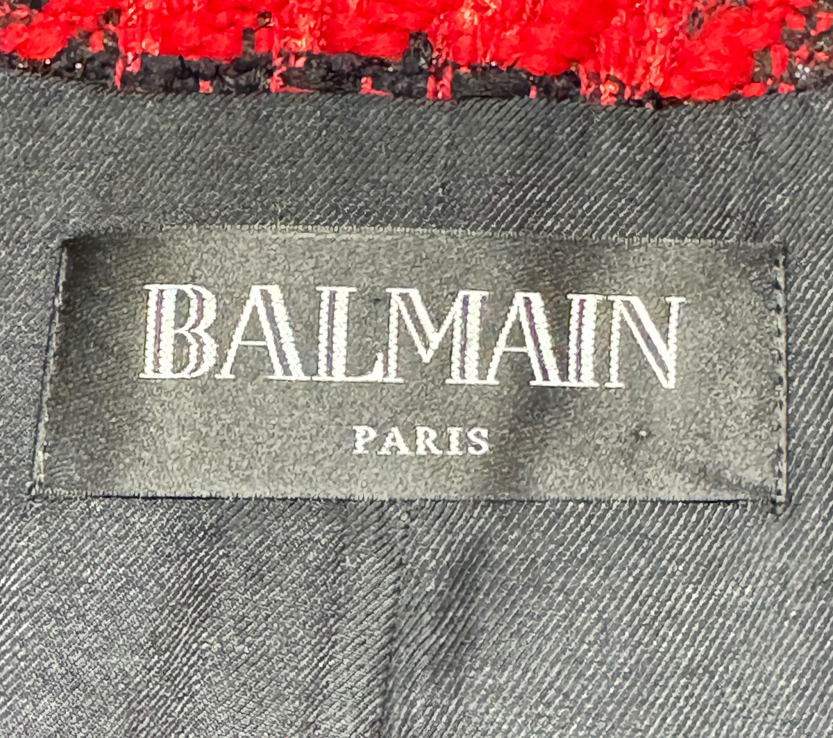 Balmain Olivier Rousteing Prefall 2020 Plaid tweed jacket