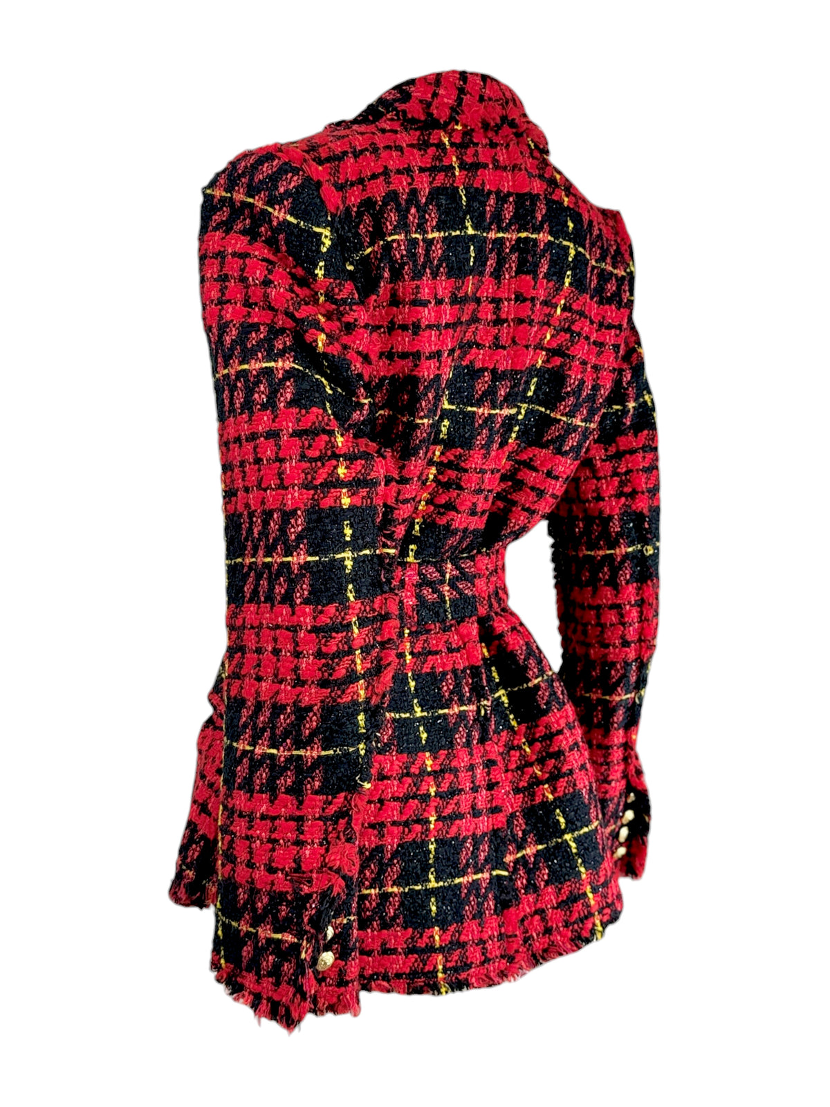 Balmain Olivier Rousteing Prefall 2020 Plaid tweed jacket