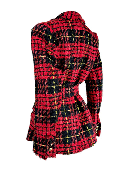 Balmain Olivier Rousteing Prefall 2020 Plaid tweed jacket