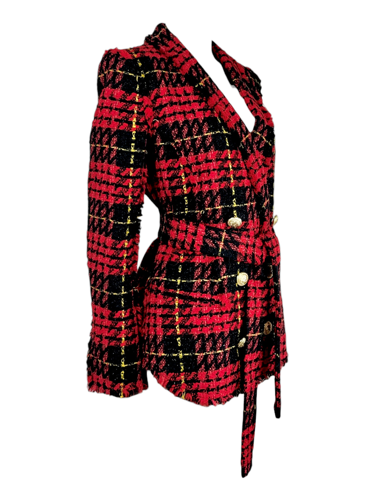 Balmain Olivier Rousteing Prefall 2020 Plaid tweed jacket