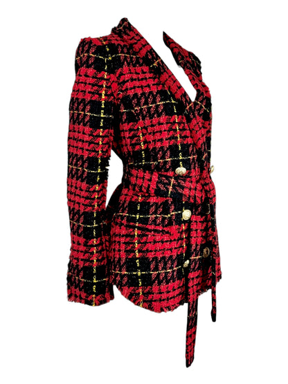 Balmain Olivier Rousteing Prefall 2020 Plaid tweed jacket
