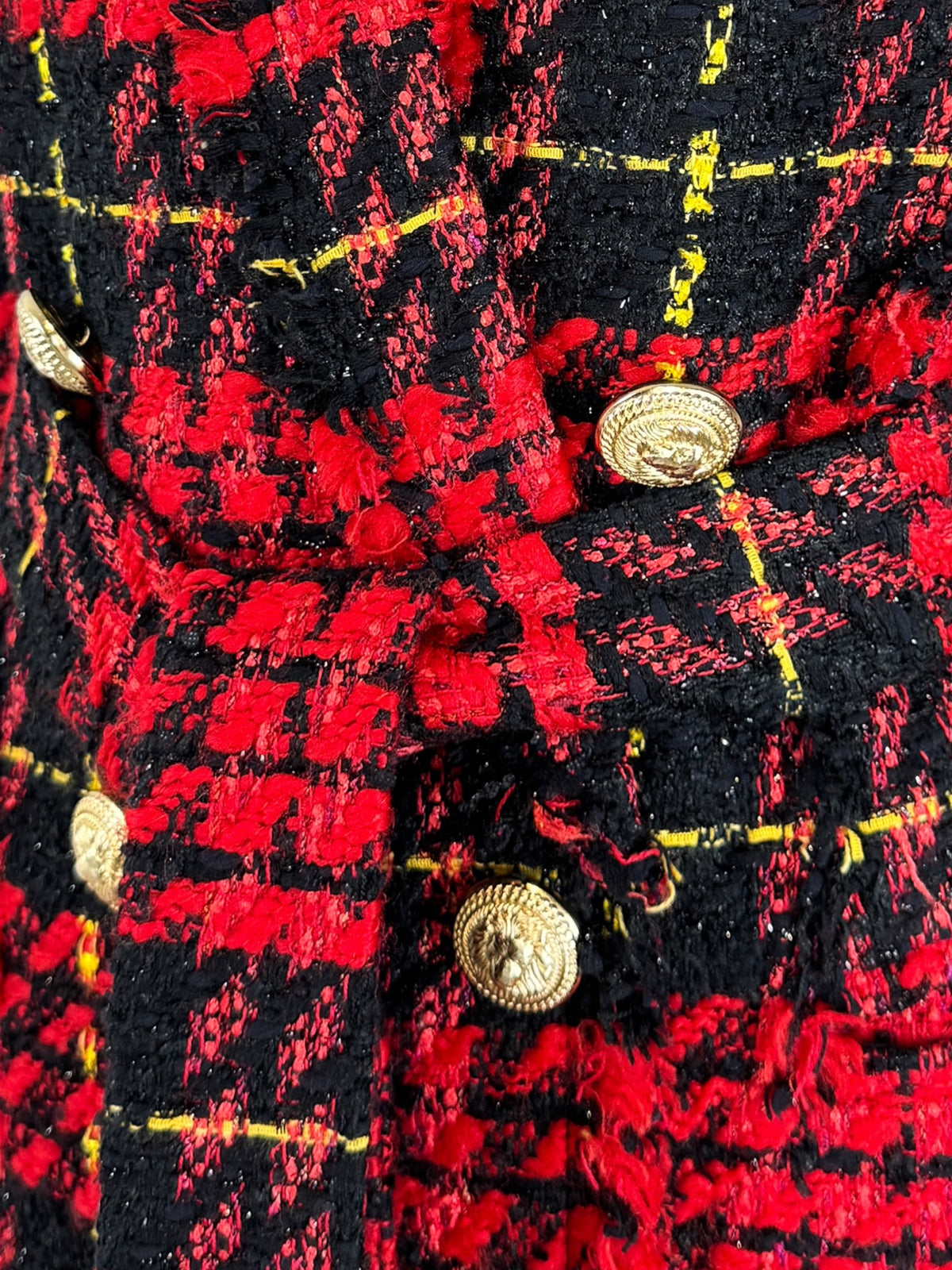 Balmain Olivier Rousteing Prefall 2020 Plaid tweed jacket