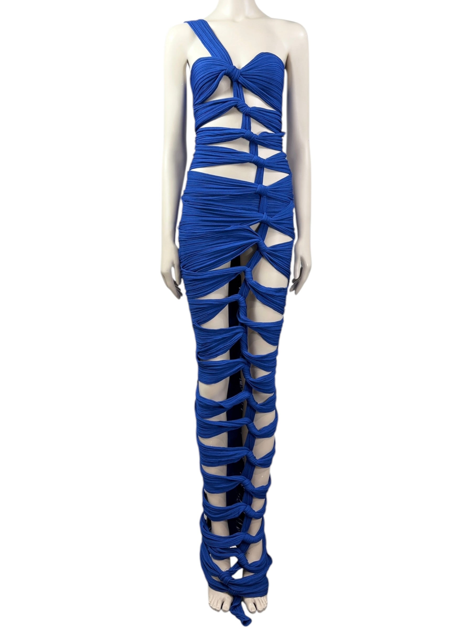 Balmain Olivier Rousteing Resort 2023 Look 47 Long navy knit dress