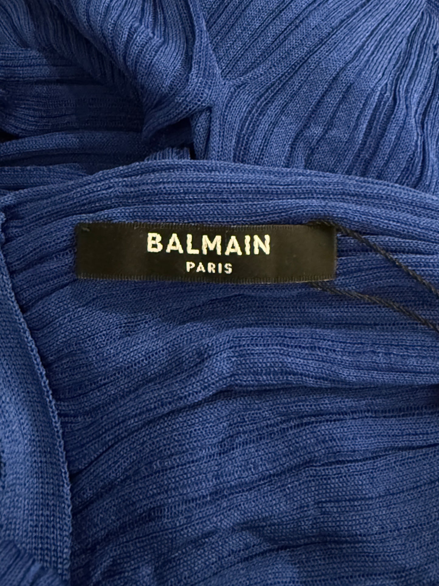 Balmain Olivier Rousteing Resort 2023 Look 47 Long navy knit dress