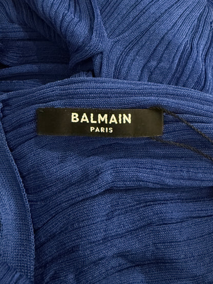 Balmain Olivier Rousteing Resort 2023 Look 47 Long navy knit dress