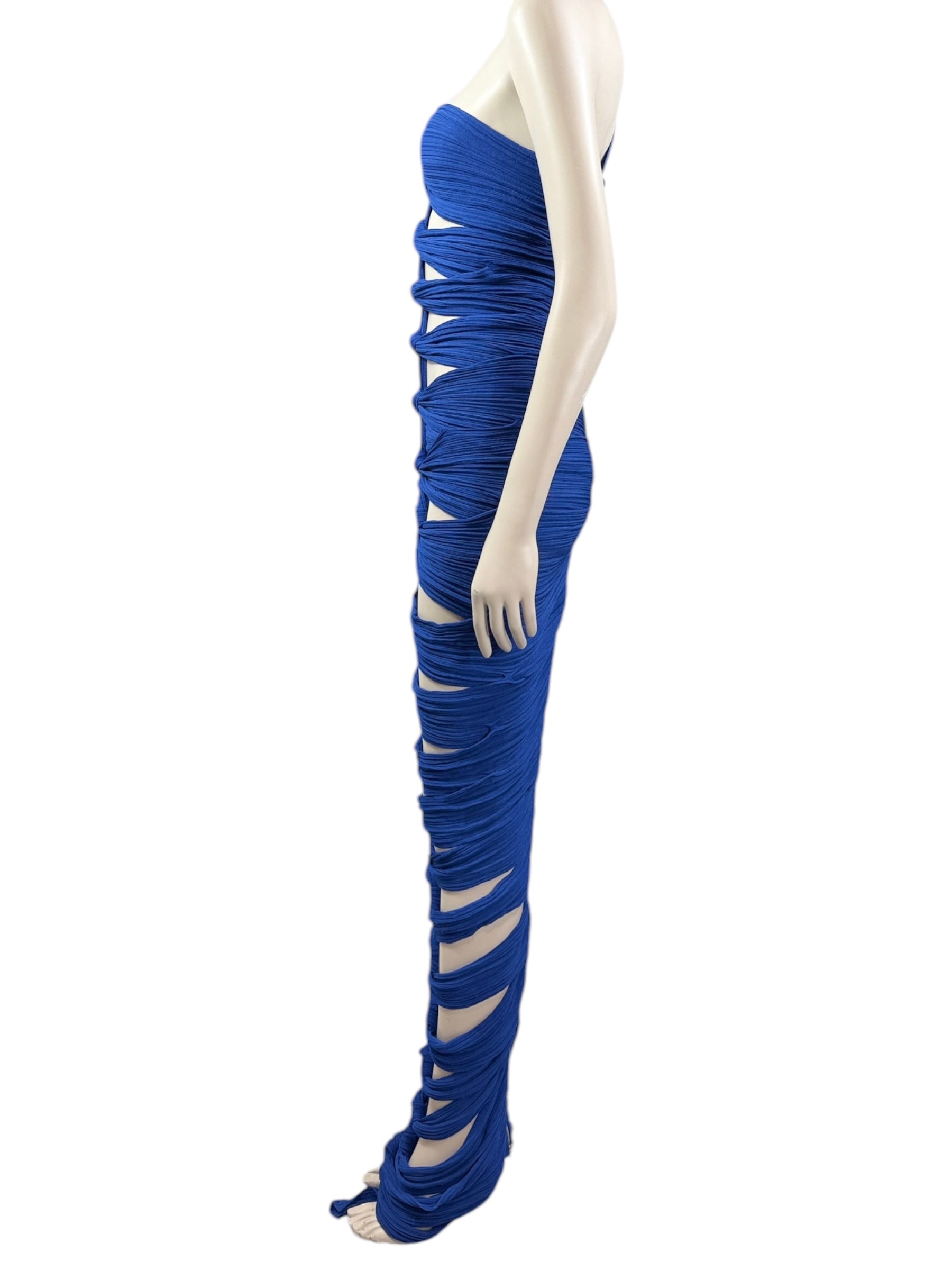 Balmain Olivier Rousteing Resort 2023 Look 47 Long navy knit dress