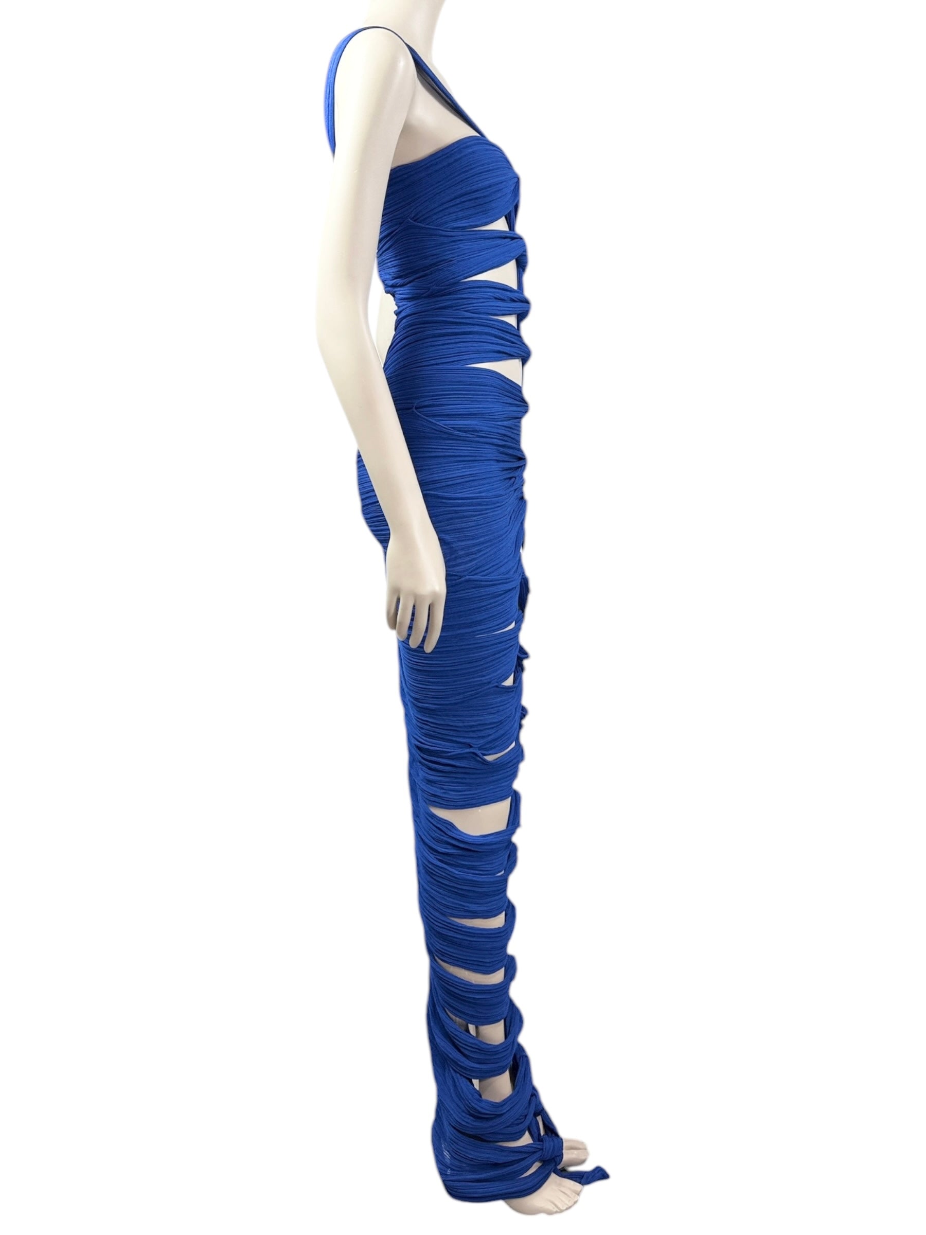 Balmain Olivier Rousteing Resort 2023 Look 47 Long navy knit dress