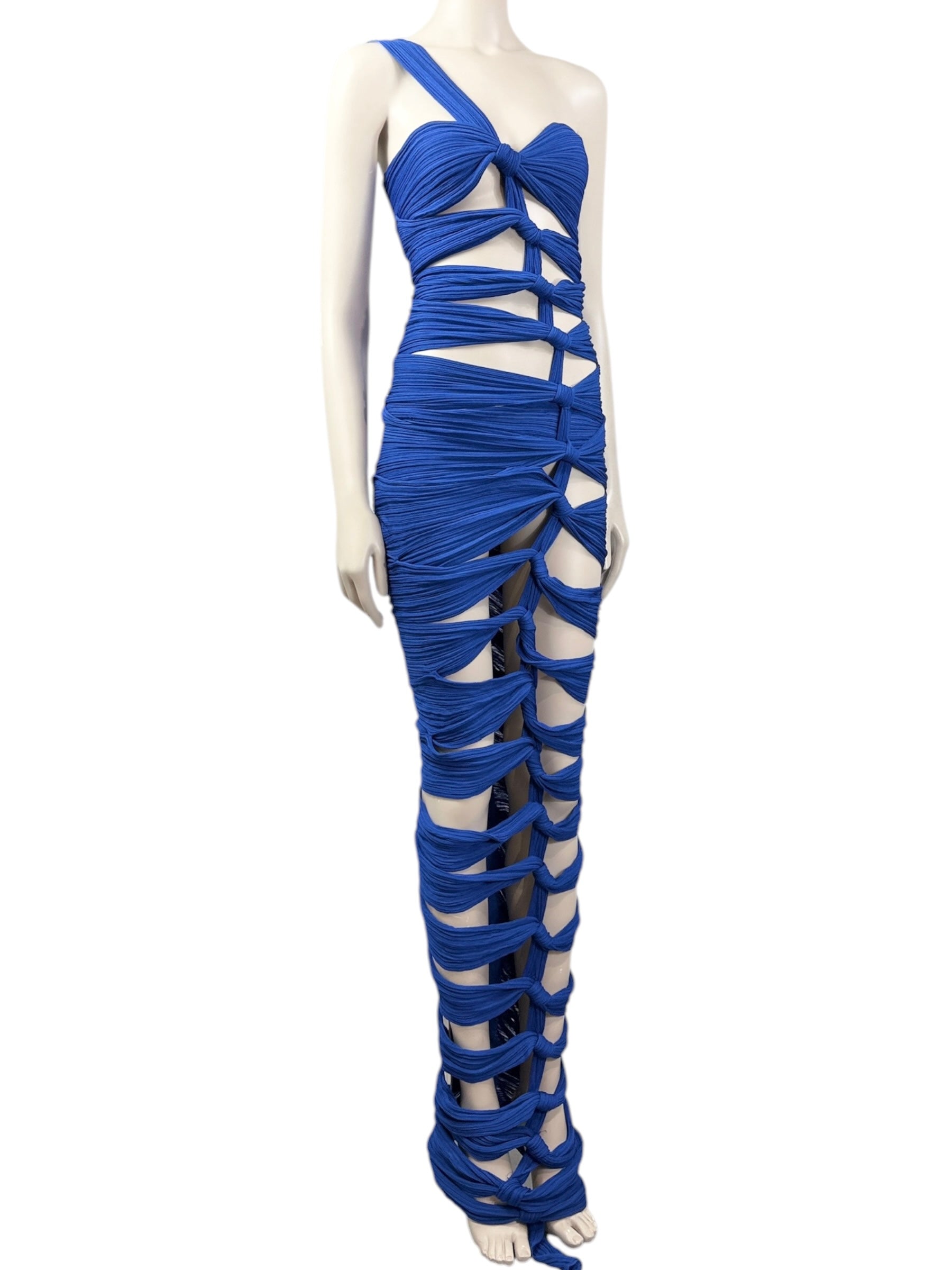 Balmain Olivier Rousteing Resort 2023 Look 47 Long navy knit dress