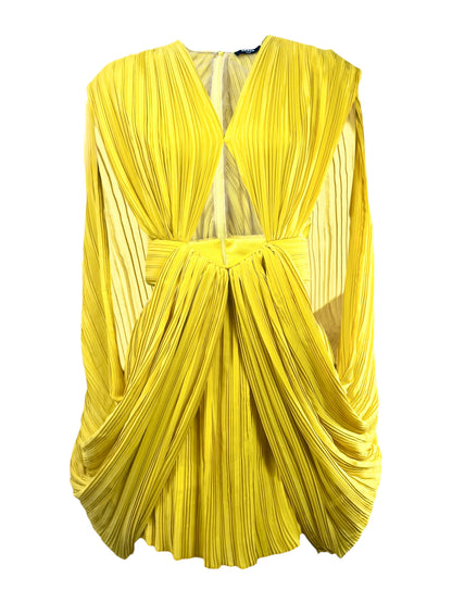 Balmain Olivier Rousteing Spring 2020 Mini yellow pleated dress