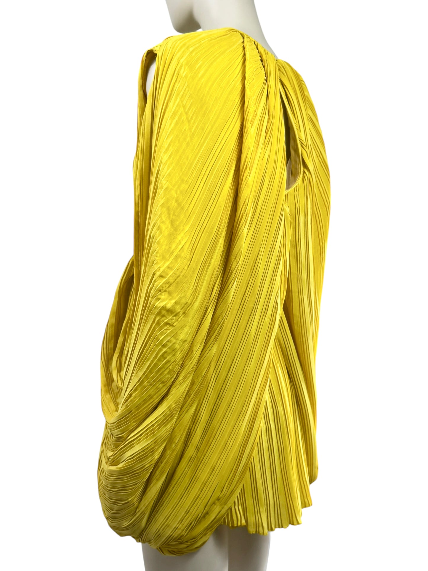 Balmain Olivier Rousteing Spring 2020 Mini yellow pleated dress
