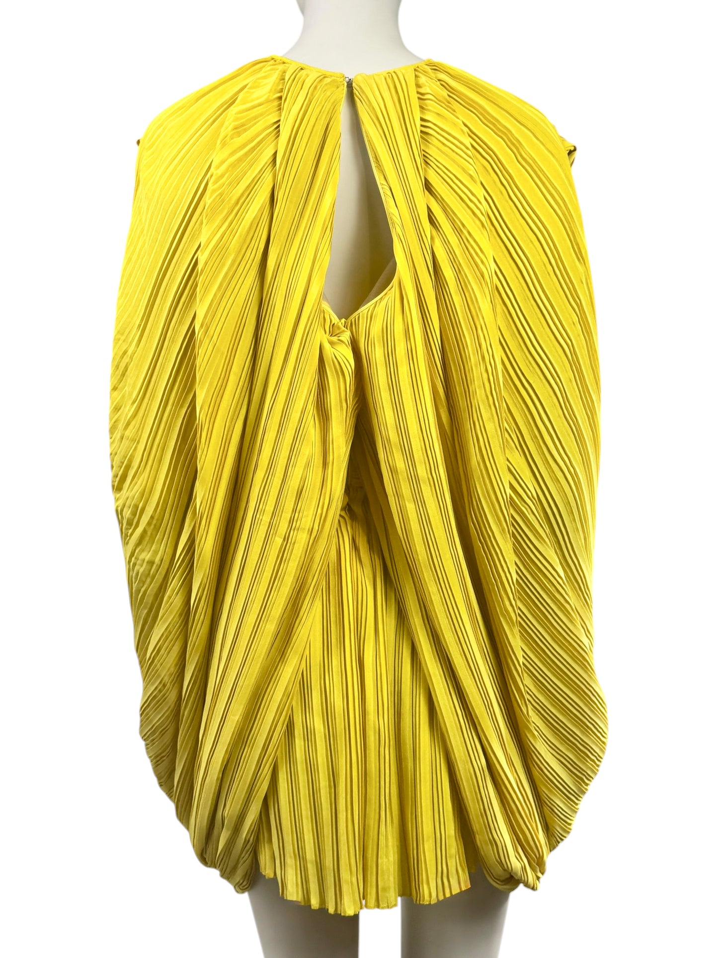 Balmain Olivier Rousteing Spring 2020 Mini yellow pleated dress