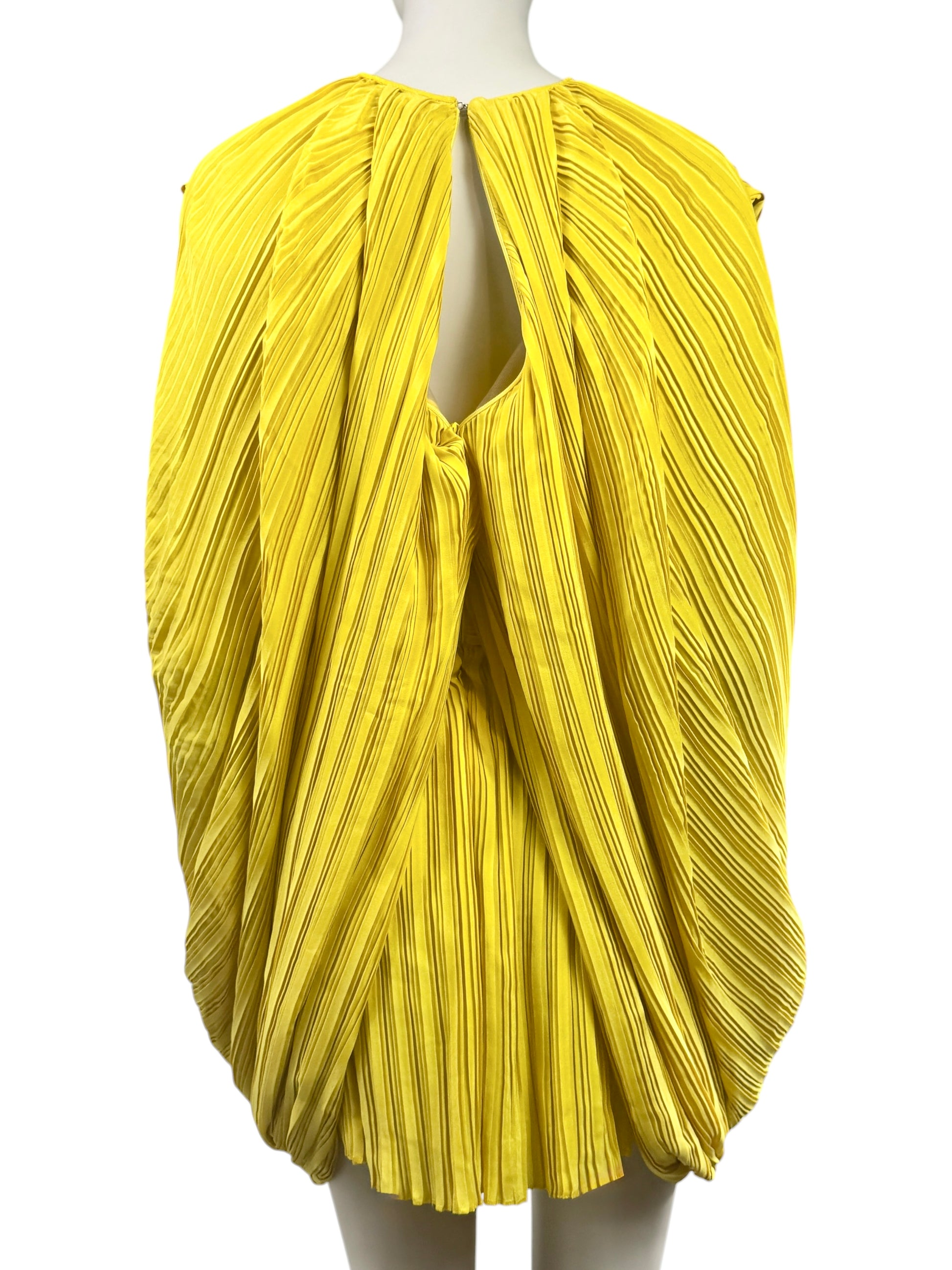 Balmain Olivier Rousteing Spring 2020 Mini yellow pleated dress