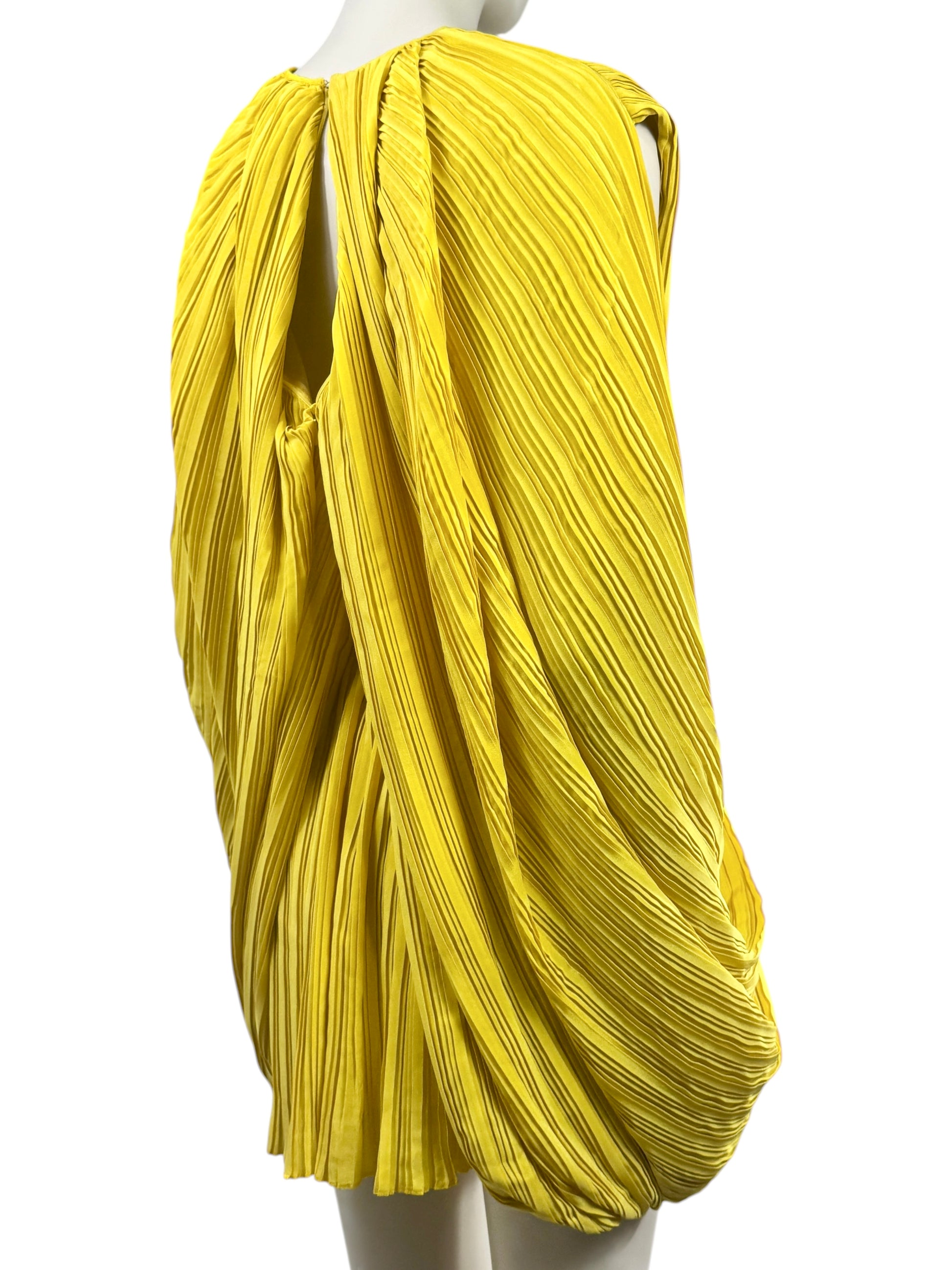 Balmain Olivier Rousteing Spring 2020 Mini yellow pleated dress