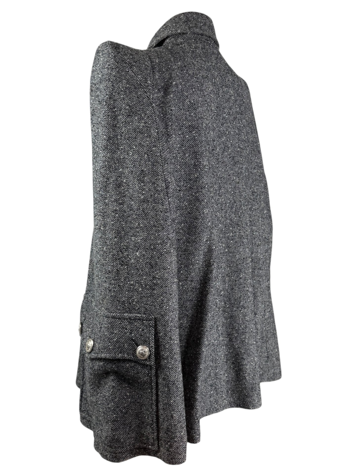 Balmain Olivier Rousteing  grey wool cape