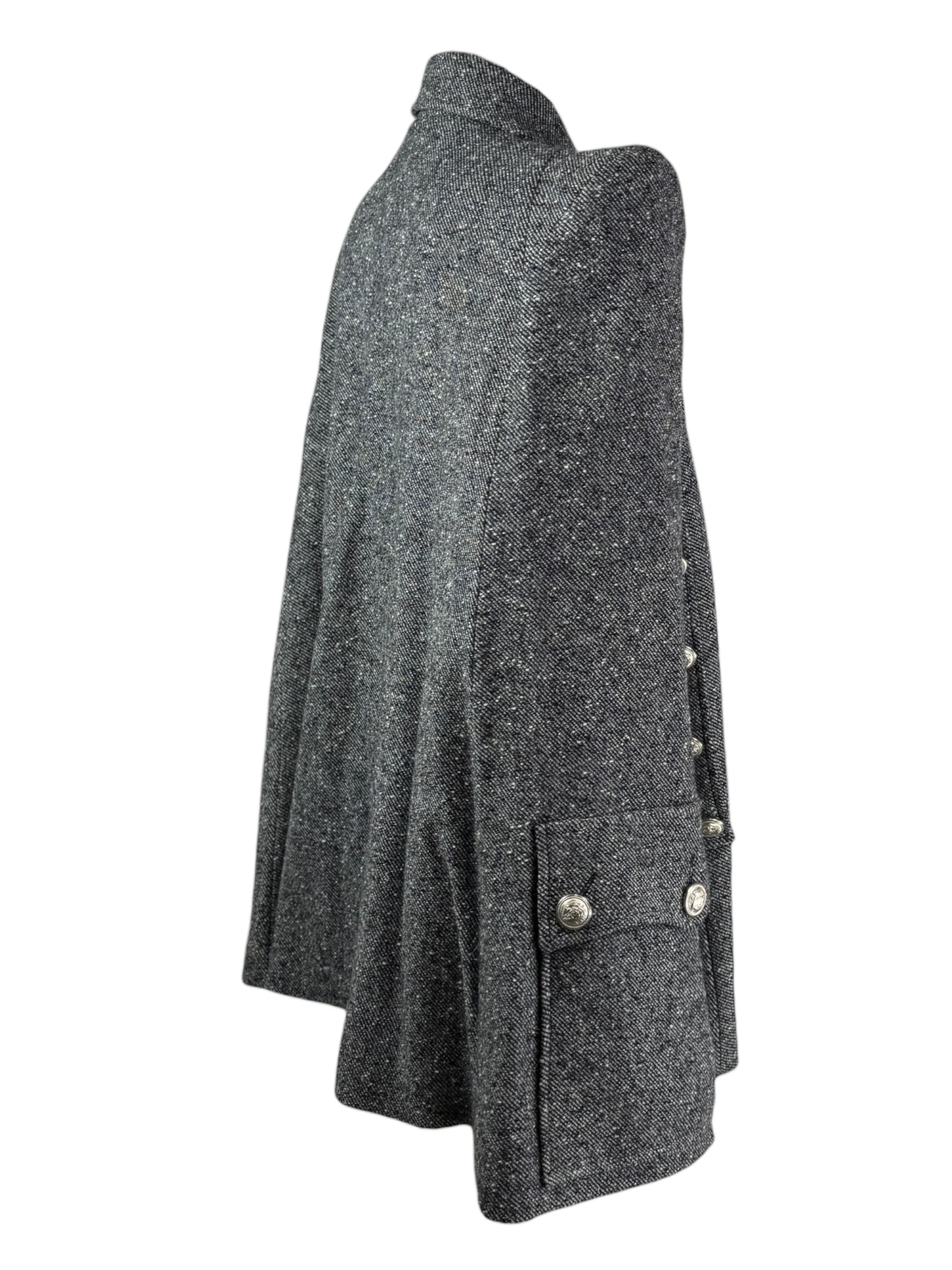 Balmain Olivier Rousteing  grey wool cape