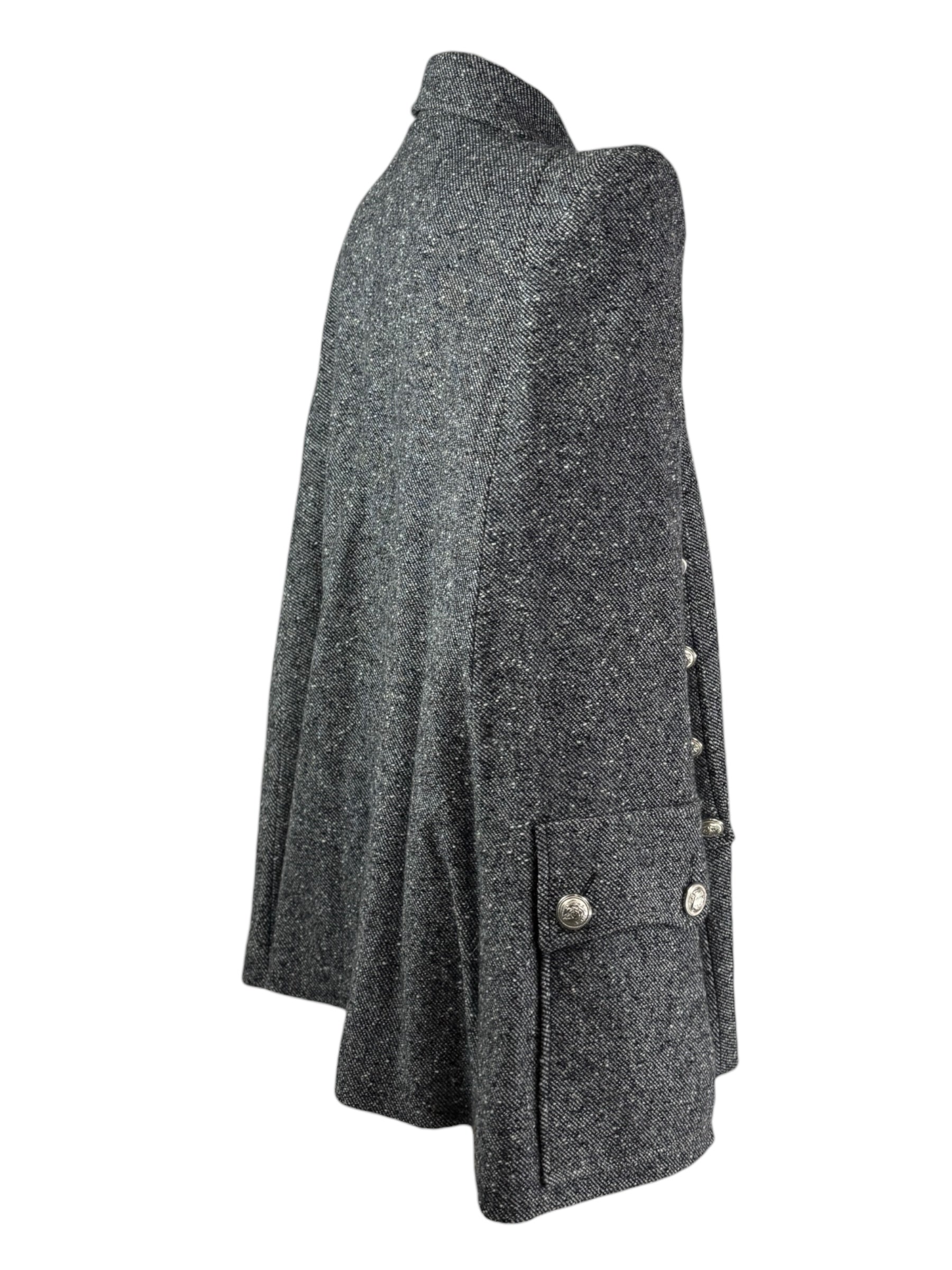 Balmain Olivier Rousteing  grey wool cape