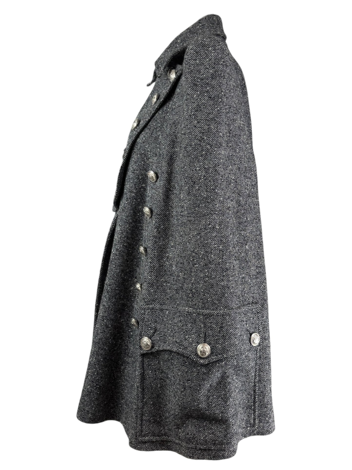 Balmain Olivier Rousteing  grey wool cape