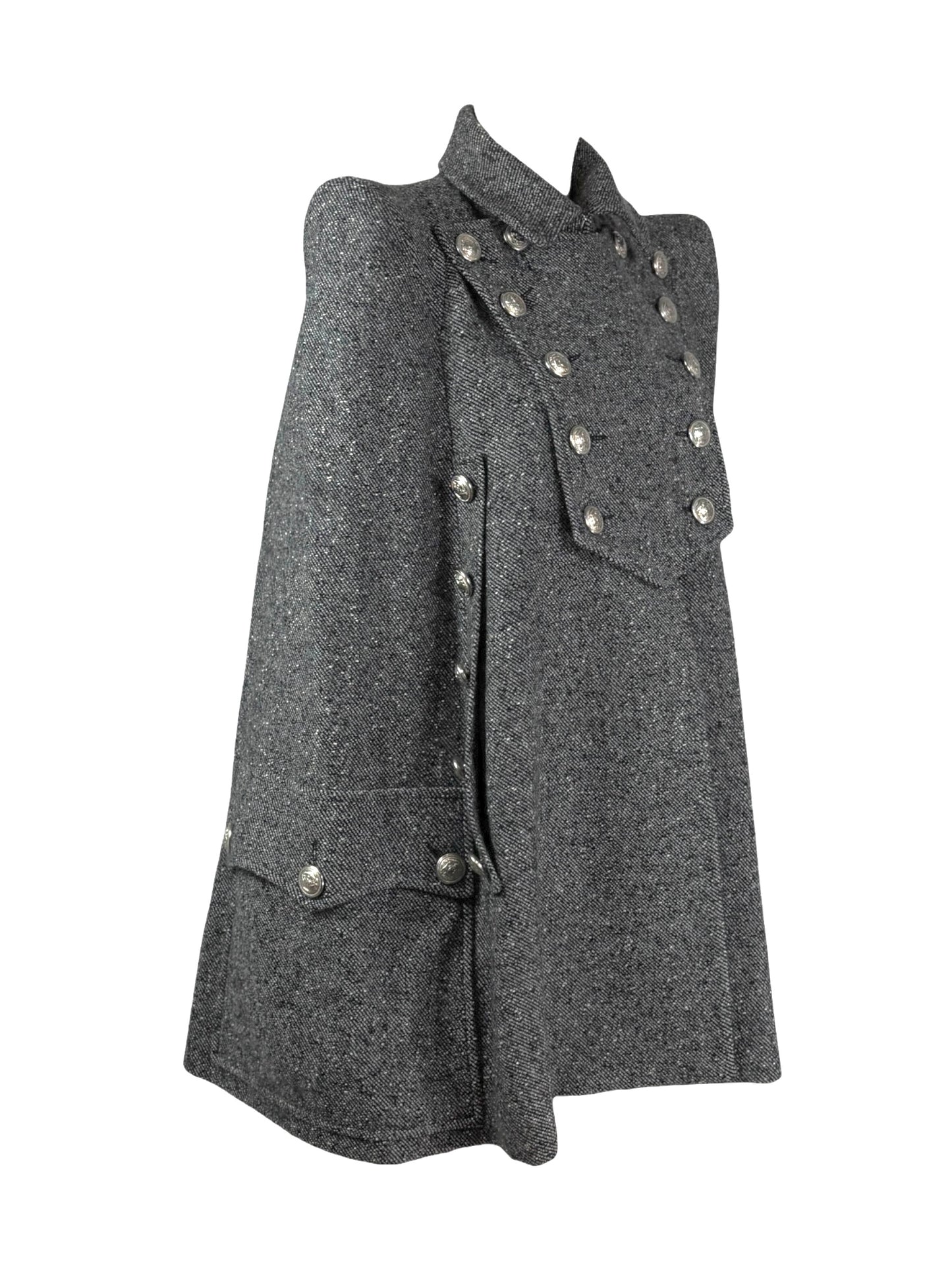 Balmain Olivier Rousteing  grey wool cape