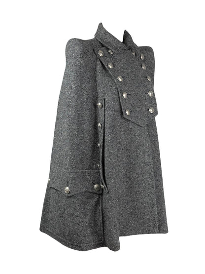 Balmain Olivier Rousteing  grey wool cape