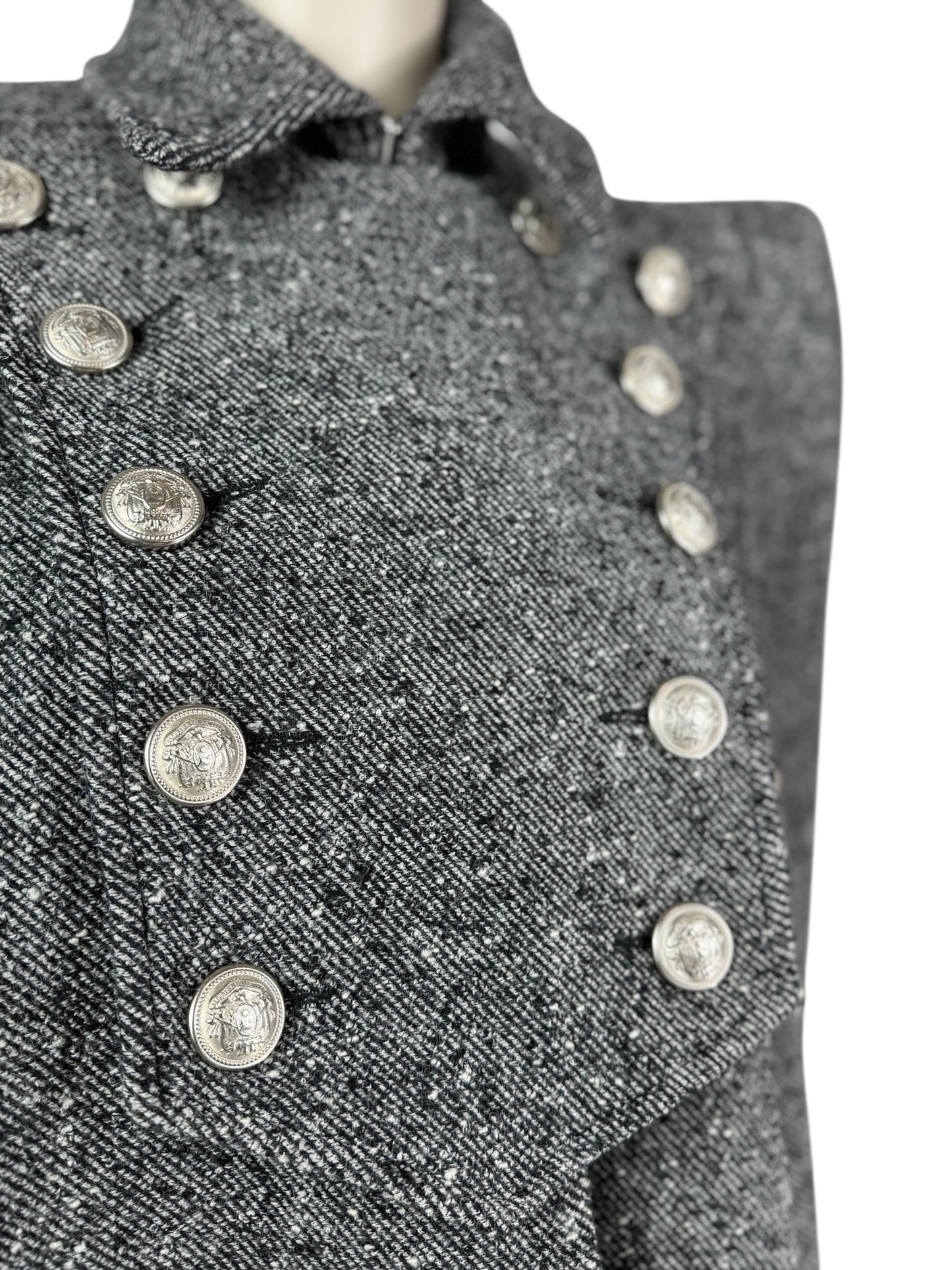 Balmain Olivier Rousteing  grey wool cape