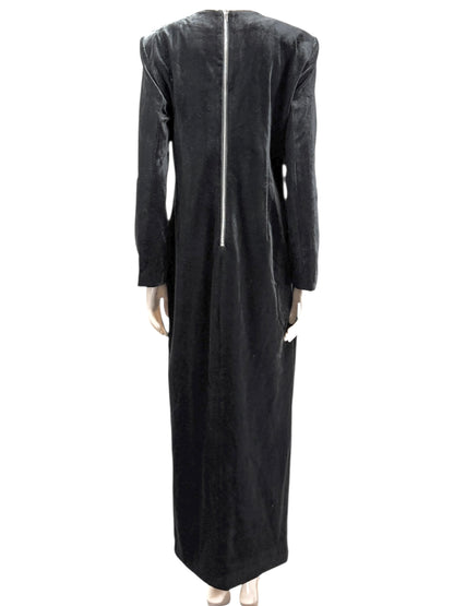 Balmain Olivier Rousteing long black velvet dress jewel