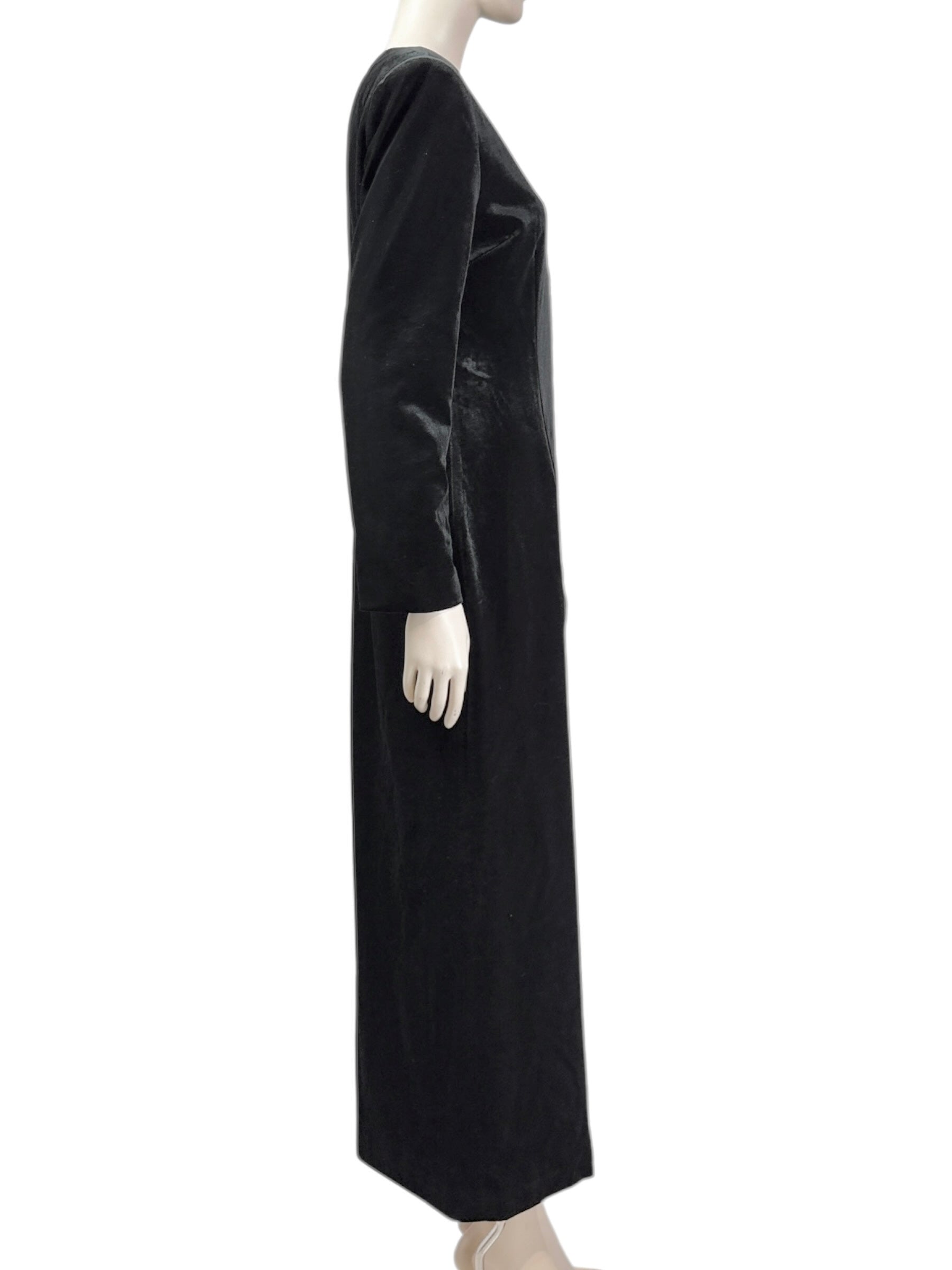 Balmain Olivier Rousteing long black velvet dress jewel