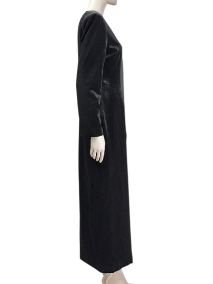 Balmain Olivier Rousteing long black velvet dress jewel