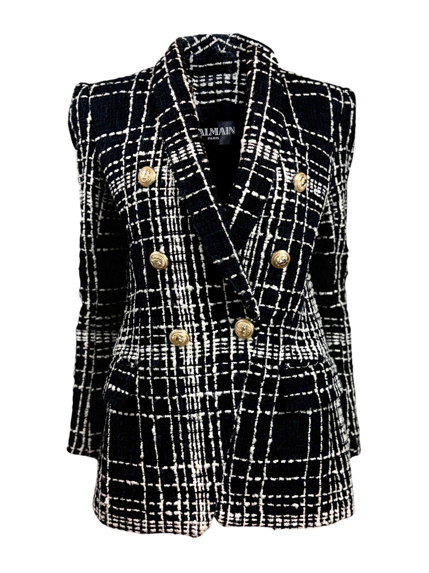 Balmain black white tweed jacket