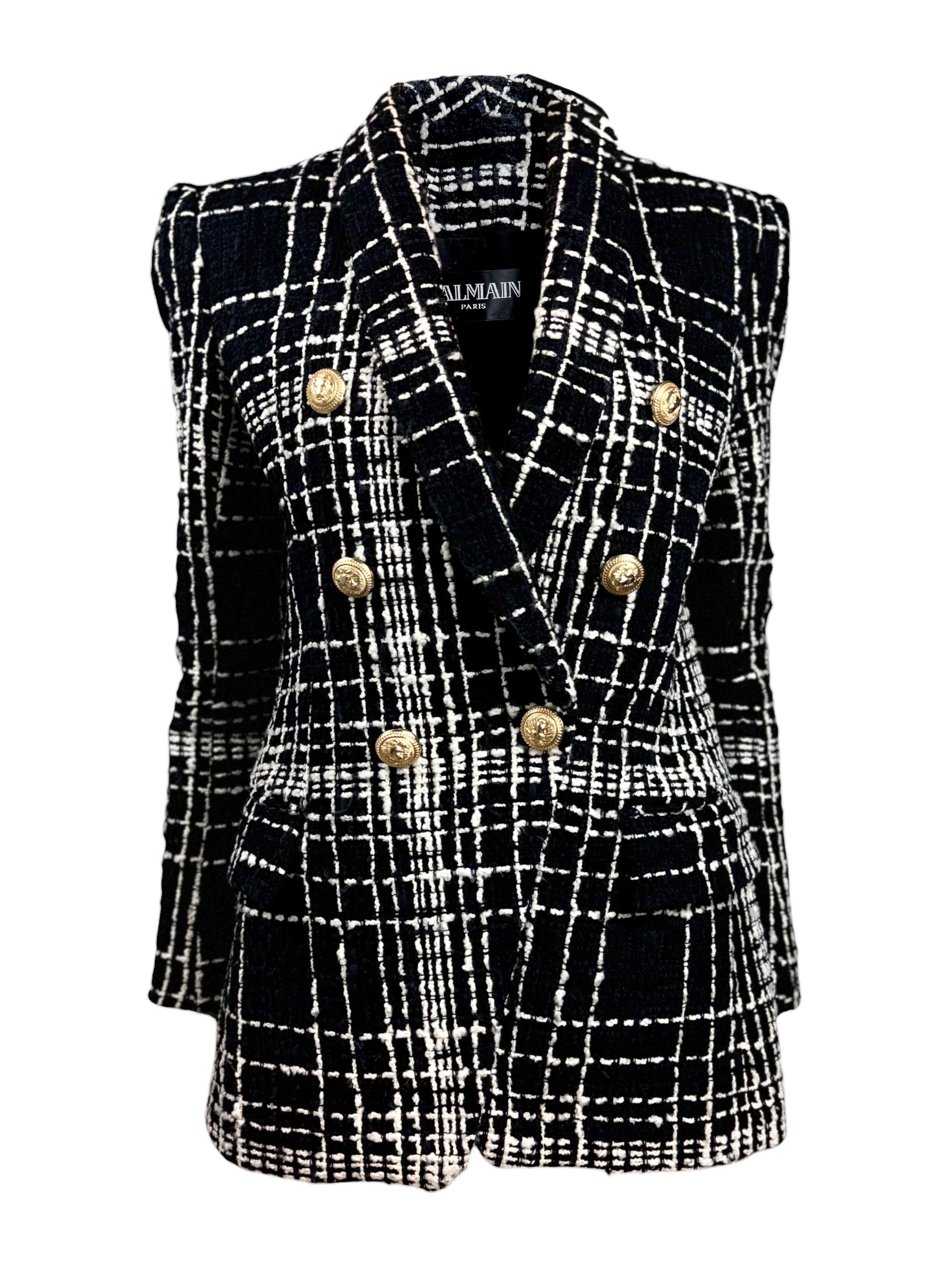 Balmain black white tweed jacket