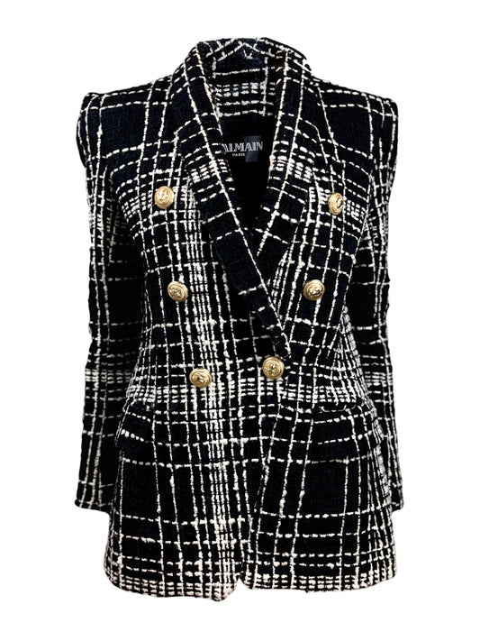 Balmain black white tweed jacket
