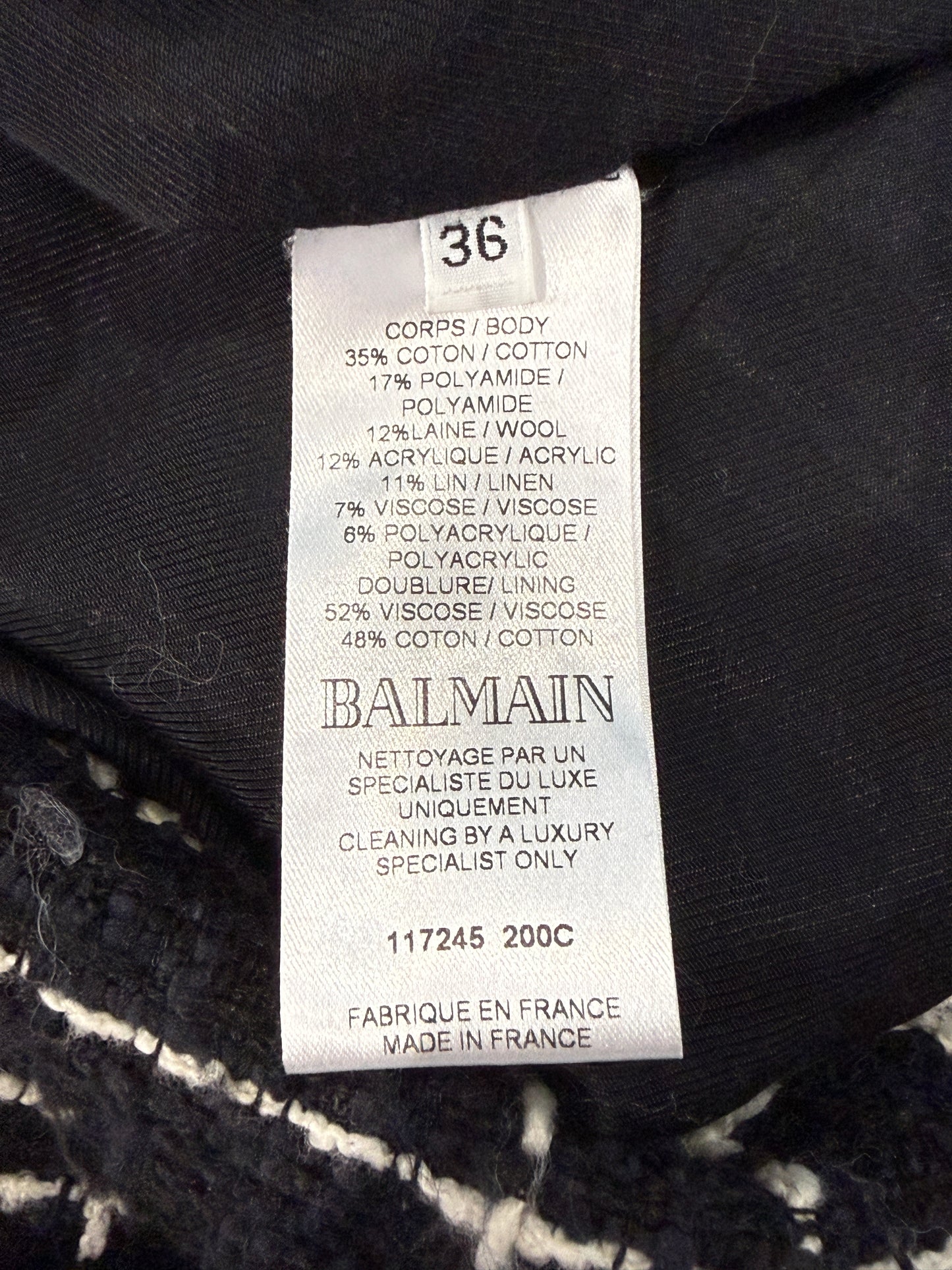 Balmain black white tweed jacket