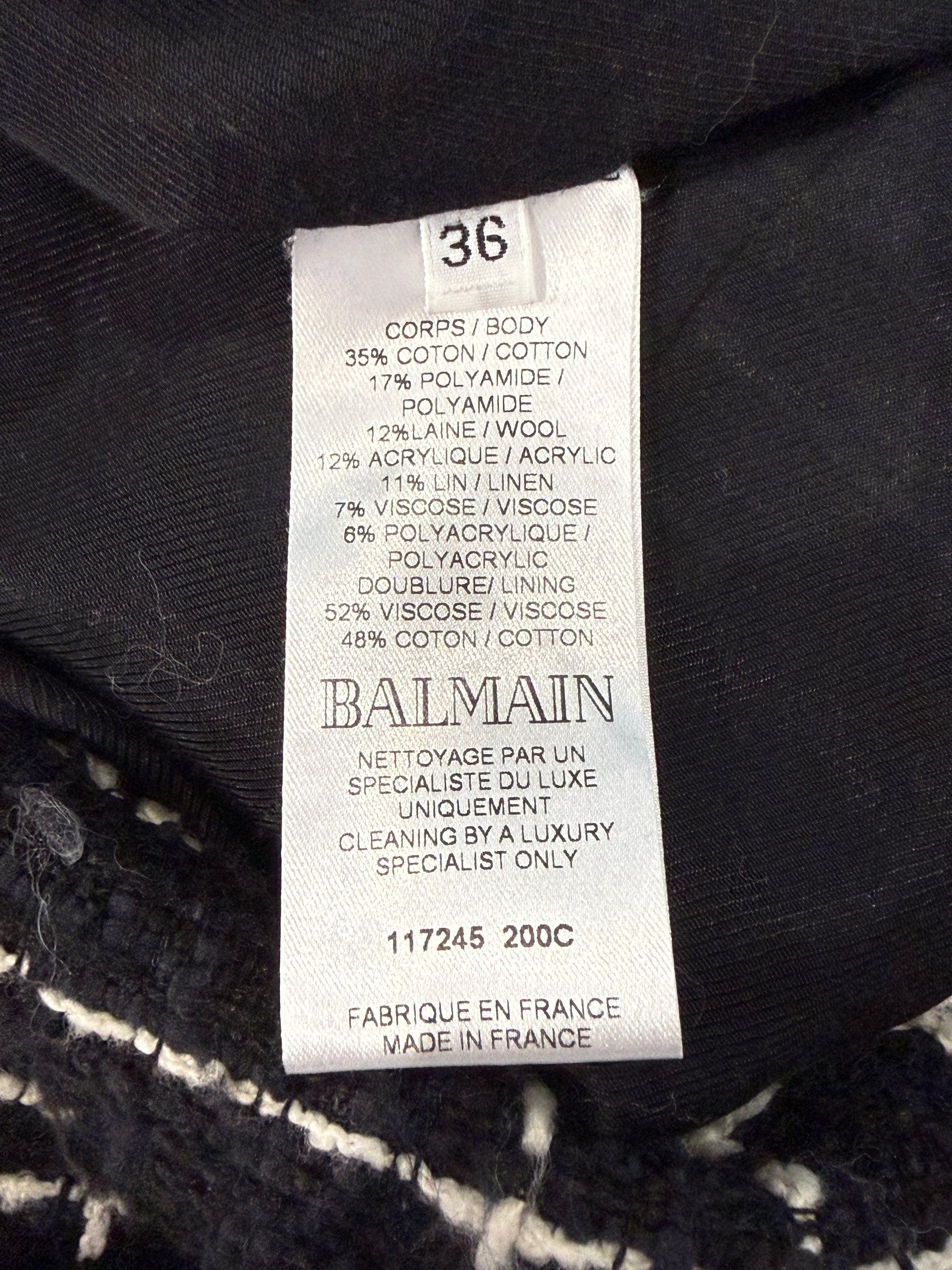 Balmain black white tweed jacket