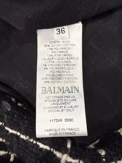 Balmain black white tweed jacket
